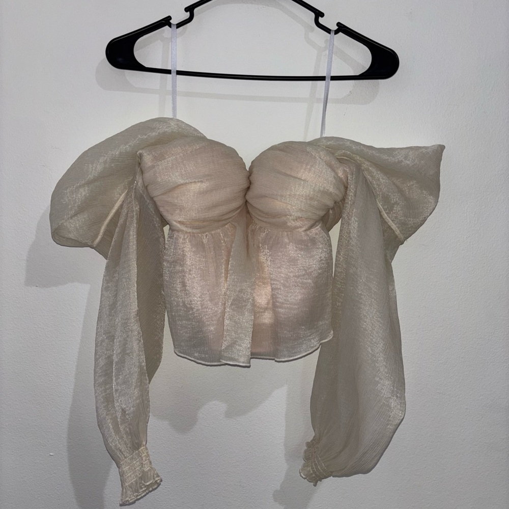 House of Harlowe 1960 x Revolve Burna Blouse in Cream - Size Small - Picture 3 of 11
